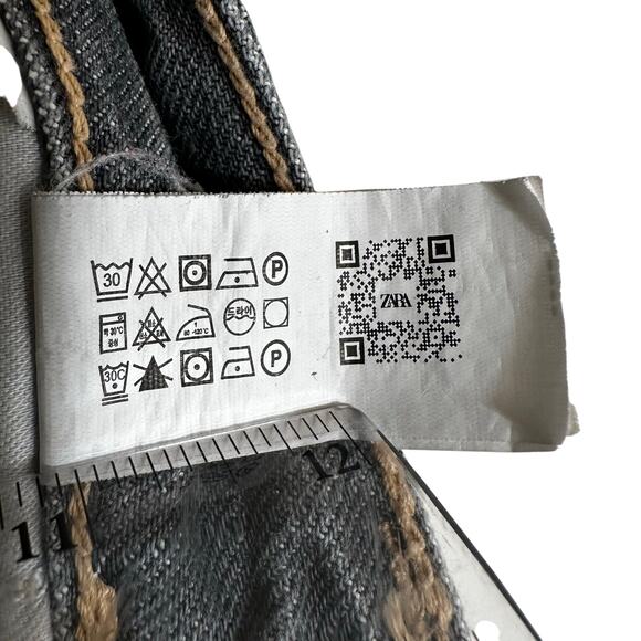 Zara TRF Womens Baggy Wide Leg Relaxed Fit Jeans Cuffed Gray Size US 8 Y2K Style - Picture 12 of 13